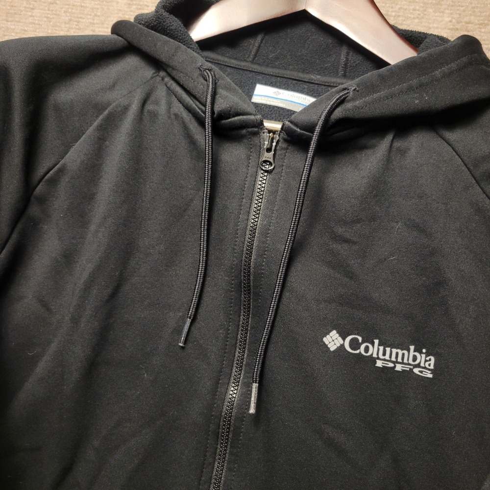 Columbia PFG Hoodie Mens Small S Black Full Zip Omni-Shade Performance Fishing